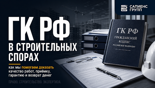 ГК РФ в строительных спорах: как мы помогаем доказать качество работ, приёмку, гарантию и возврат денег